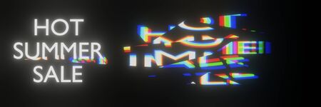 Neon sign Hot summer sale Glitching Effects 3D rendering

の写真素材