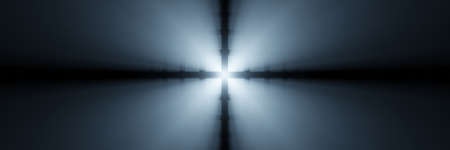 Abstract rays of light cast shadows on the wire mesh panorama 3d renderingの写真素材
