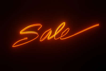 sale neon sign style heading design for banner or poster 3d renderingの写真素材
