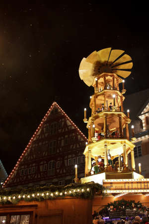 Giant illuminated Christmas pyramindのeditorial素材