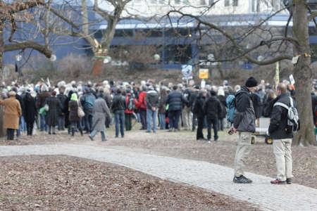 STUTTGART, GERMANY - MARCH 2012 - Opponents of the Stuttgart 21 project celebrate a symbolic funeral...