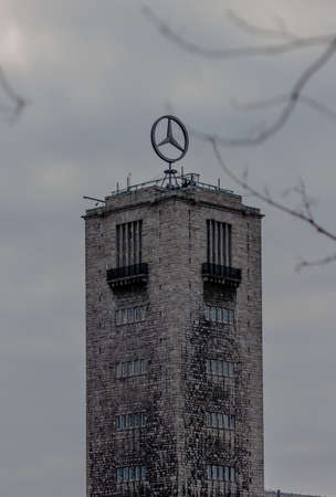 STUTTGART, GERMANY - MARCH 2012 - Dark clouds over the tower of the Stuttgart main train station.のeditorial素材