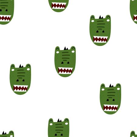 Seamless pattern with cartoon crocodiles. colorful vector for kids.Animals. hand drawing, flat style. baby design for fabric, print, textile, wrapperのイラスト素材