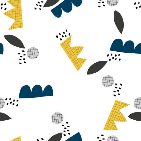 seamless pattern with different shapes. Abstract elements, colorful vector. hand drawing, flat style. design for fabric, print, textile, wrapperのイラスト素材