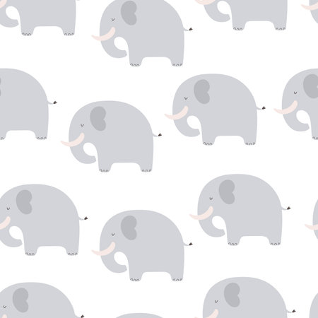 Seamless pattern with elephant. colorful vector for kids. hand drawing, flat style. baby design for fabric, print, textile, wrapperのイラスト素材