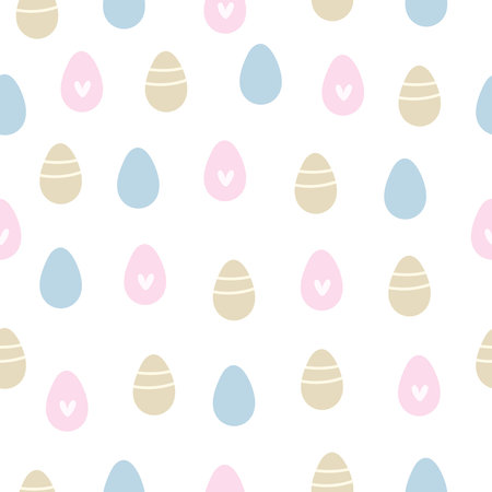 Seamless pattern with cartoon eggs. Festive colorful vector for easter. hand drawing. design for fabric, wrapper, printのイラスト素材