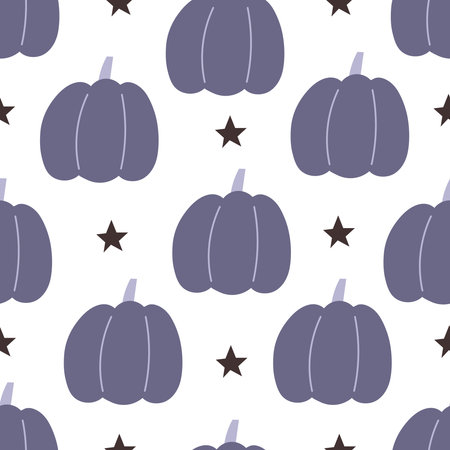 Autumn seamless pattern with cartoon pumpkins. season. nature theme. Design for fabric, print, textile, wrapping paperのイラスト素材