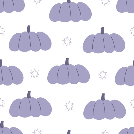 Autumn seamless pattern with cartoon pumpkins. season. nature theme. Design for fabric, print, textile, wrapping paperのイラスト素材