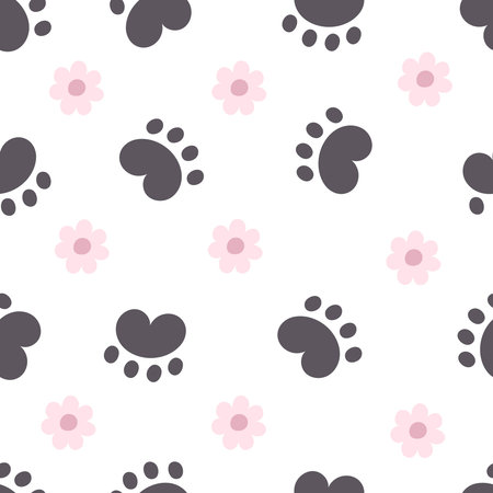 Seamless pattern with cartoon footprint. colorful vector for kids. Animals. hand drawing, flat style. baby design for fabric, print, textile, wrapperのイラスト素材