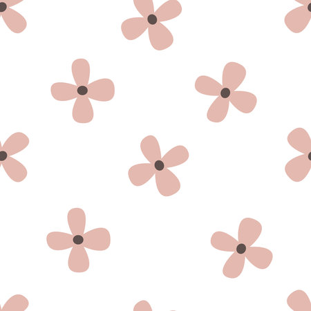 seamless pattern with cartoon flowers. colorful vector, hand drawing. design for fabric, print, textile, wrapperのイラスト素材