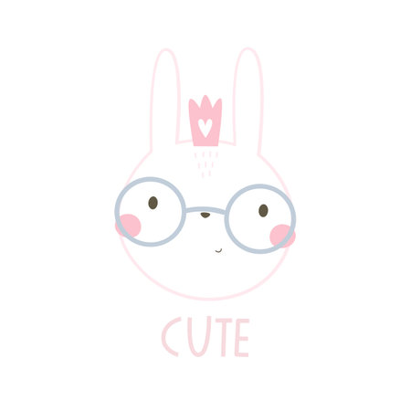 Cute. cartoon bunny, hand drawing lettering, decorative elements. flat style, colorful vector for kids. baby design for cards, poster decoration, t-shirt printのイラスト素材
