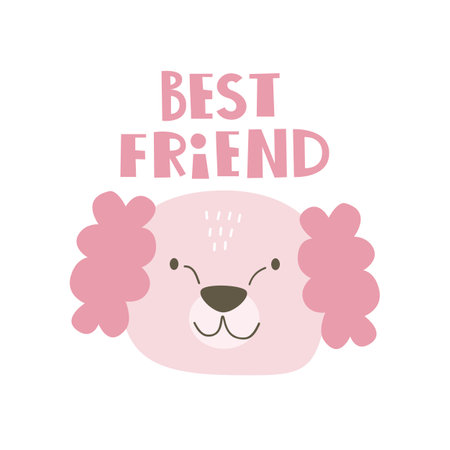 best friend. cartoon dog, hand drawing lettering. Colorful flat vector illustration for children. baby design for prints, posters, cardsのイラスト素材