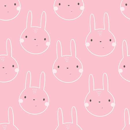 Seamless pattern with bunny. Colorful vector flat for kids. hand drawing. baby design for fabric, print, wrapper, textileのイラスト素材