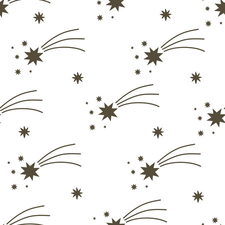 seamless pattern with cartoon comet, decor elements. Colorful vector for kids. Space. hand drawing. baby design for fabric, print, wrapper, textileのイラスト素材