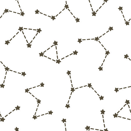 seamless pattern with star map on a neutral background. colorful vector for kids. hand drawing, flat style. design for fabric, print, textile, wrapperのイラスト素材