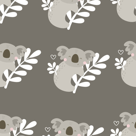 seamless pattern with cartoon koala. colorful vector for kids, flat style. Baby design for fabric, textile, print, wrapper.のイラスト素材