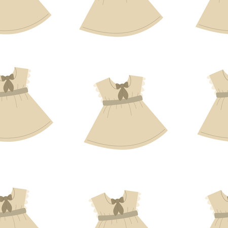 Seamless pattern with cartoon dress, baby decor elements. simple flat vector. Hand drawing for children. baby design for fabric, textile, wrapper, print, baby showerのイラスト素材
