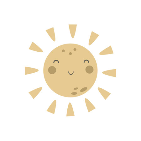 Cartoon sun. Colorful vector illustration, flat style. design for greeting cards, print, poster, baby showerのイラスト素材