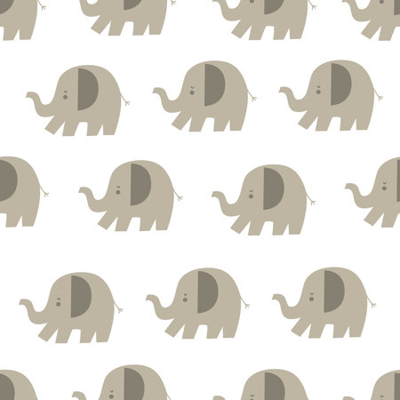 Seamless pattern with elephant. colorful vector for kids. hand drawing, flat style. baby design for fabric, print, textile, wrapperのイラスト素材