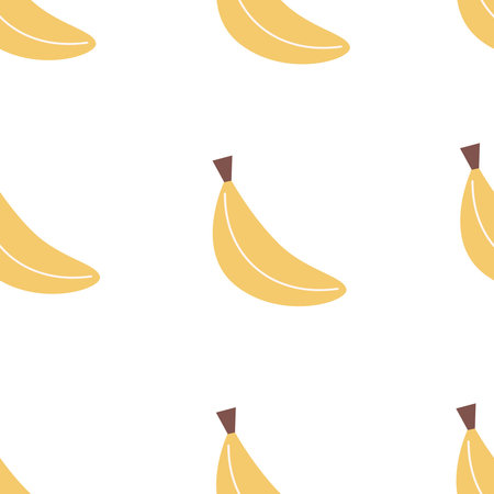 Seamless pattern with cartoon bananas, decor elements. vector flat style. hand drawing. design for fabric, textile, print, wrapperのイラスト素材