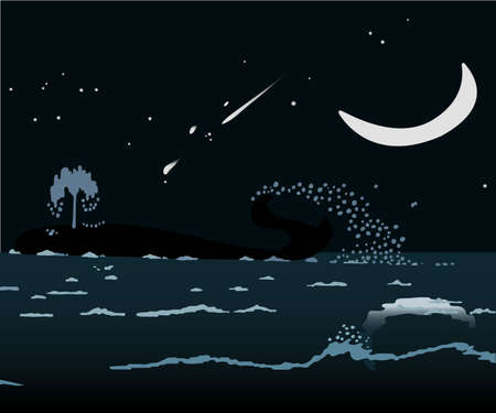 Whale in the seaのイラスト素材