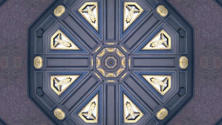 Abstract kaleidoscope background. Beautiful multicolor blue and golden kaleidoscope texture. Unique...
