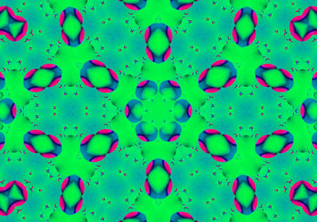 Mandala caleidoscopic abstract neon green colorful background