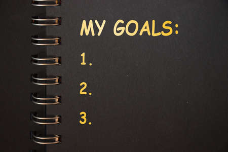 Notebook with Notes about My Goals. Goal setting business startup concept.の写真素材