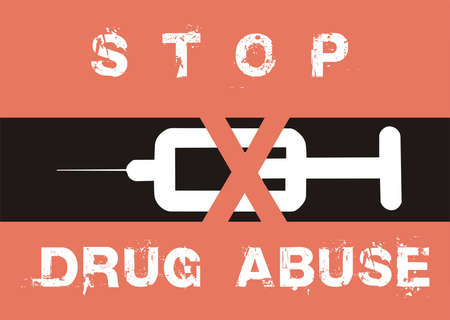 Stop Drug Abuse. and crossed out syringe. Vector illustration for International Day against Drug Abuse.のイラスト素材