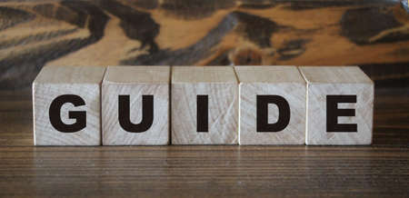 Guide Word Written In Wooden Cubes.の写真素材