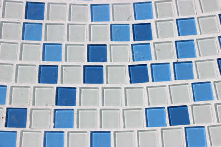 Blue and white glass mosaic in the bathroom, minimal style design background.