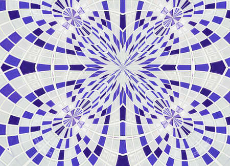 Blue and white glass mosaic in the bathroom, minimal style design background.