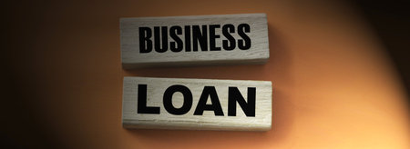 Wooden blocks with text Business Loan. Finance conzept.の写真素材