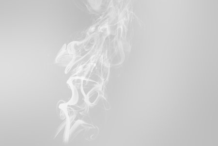 Little purple clouds of smoke on gradient pink. Abstract romantic background for party posters and flyers.の写真素材