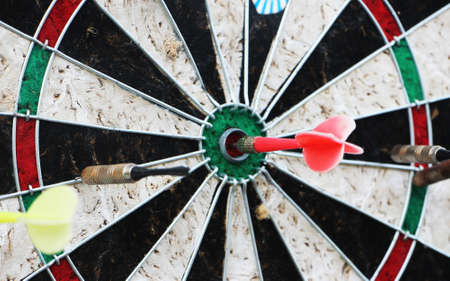 Darts target closeup. Success hitting target aim goal achievement conceptの写真素材