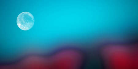 Night background with moon and deep blue sky.の写真素材