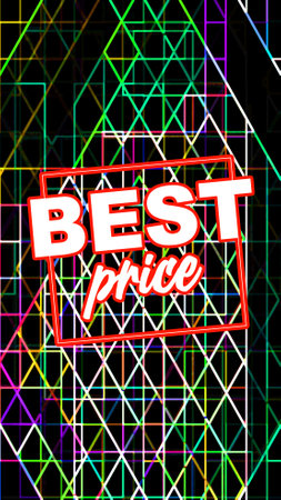 Best Price words on abstract geometric vivid glowing background. Sales business discount conceptの写真素材