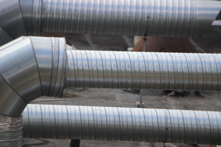 pipe lines for heat supply with pressure gauges, manometers, thermocouples installed in the boiler...