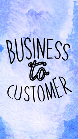 Business to customer words lettering on colorful watercolor background. Creative business concept.の写真素材
