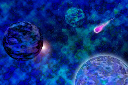 Planets and stars, constelations and Universe Nebula on Milky Way. Scientific futuristic esoteric...