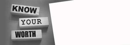 Know Your Worth on wooden blocks. Self motivation coaching HR concept.の写真素材