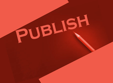 Publish word printed in yellow on black paper. Publishing business concept.