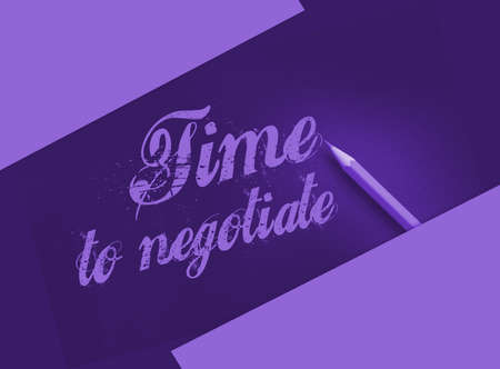 Time to negotiate words on black and yellow pencil besides. Compromise in business concept.