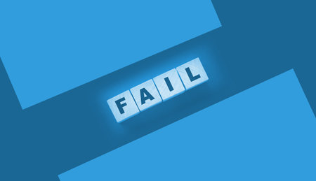 FAIL Word text Written In Wooden Cube blocks on black background. Business crisis concept.の写真素材