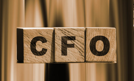concept word CFO on cubes on a wooden backgroundの写真素材