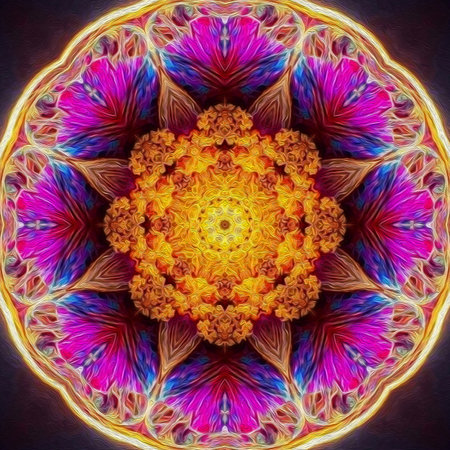 beautiful mandala hand painted with acrylic paint detail.