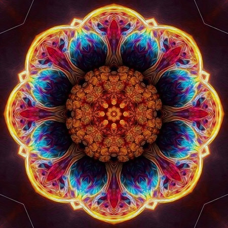 beautiful mandala hand painted with acrylic paint detail.