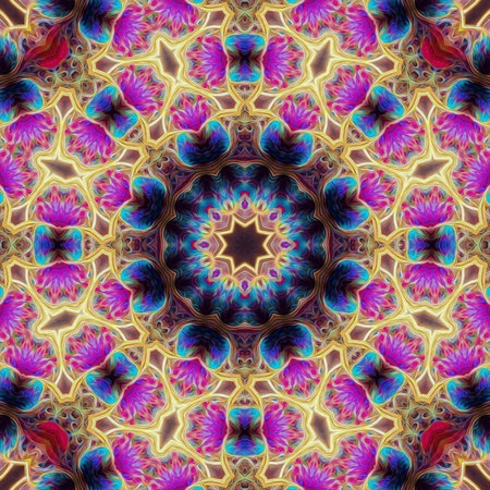Square beautiful esoteric mystic magical mandala hand painted.
