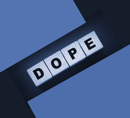 Dope word on wooden blocks. Addictions concept. Healthcare concept.の写真素材