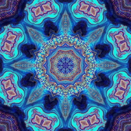 Luxury mandala background with ornament pattern, mandala design, mandala template for decoration invitation, cards, wedding, blue and golden colorsの写真素材